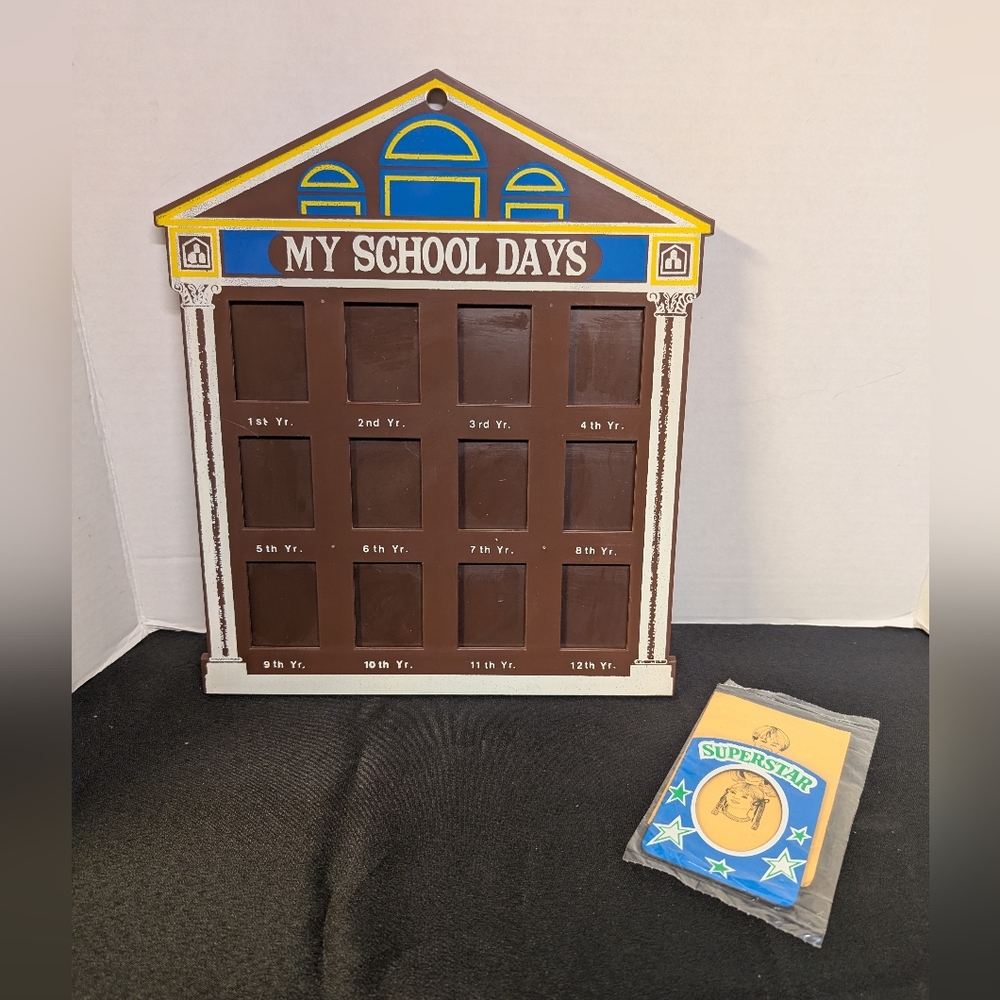 Vintage 70s School House Picture Photo  Frame My School Days  Years 1-12 Years